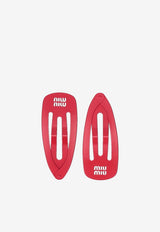 Miu Miu Logo Hair Clips - Set of 2 Red 5IF2902DTU_F0011