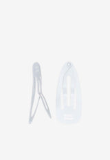 Miu Miu Logo Hair Clips - Set of 2 White 5IF2912DTU_F0009
