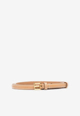 Prada Contrast-Stitching Buckle Leather Belt Beige 1C4067053F0056
