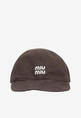 Miu Miu Washed Denim Baseball Cap Brown 5HC3692CR1_F0BMS