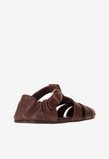 Miu Miu Ruched Nappa Leather Sandals Brown 5E395EFD005EFX_F0NBL