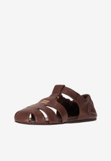Miu Miu Ruched Nappa Leather Sandals Brown 5E395EFD005EFX_F0NBL