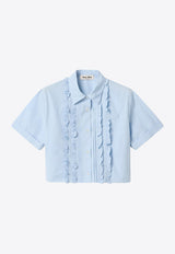 Miu Miu Ruffled Poplin Shirt Light Blue MK2045SOOO10RG_F0013