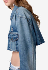 Miu Miu Washed Denim Cropped Jacket Blue GWB314SOOO197U_F0008