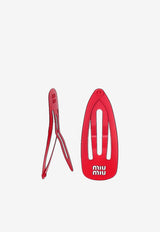 Miu Miu Logo Hair Clips - Set of 2 Red 5IF2912DTU_F0011
