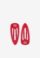 Miu Miu Logo Hair Clips - Set of 2 Red 5IF2912DTU_F0011