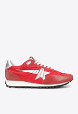 Golden Goose DB Marathon Distressed Sneakers in Nylon and Suede Red GMF00683F005492/T_GOLDE-40399