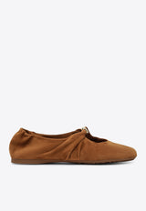 Loewe Pebble Soft Suede Goatskin Ballet Flats Brown LLPF466X04SUE/T_LOEW-2530