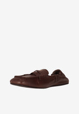 Miu Miu Ruched Nappa Leather Loafers Brown 5D341EFD005EFX_F0NBL