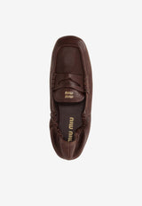 Miu Miu Ruched Nappa Leather Loafers Brown 5D341EFD005EFX_F0NBL