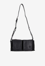 Miu Miu Utilitaire Antiqued Nappa Leather Shoulder Bag Black 5BC205VPOO2G7Q_F0002