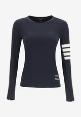 Thom Browne 4-bar Stripes Compression Long-Sleeved T-shirt Navy FJA001A06770_461