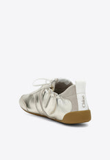 Chloé Kick Metallic Leather Low-Top Sneakers Silver CH26A15RYO/T_CHLOE-9DG