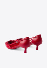 Prada 45 Leather Pumps with Bow Red 1I442OB045011/S_PRADA-F0011