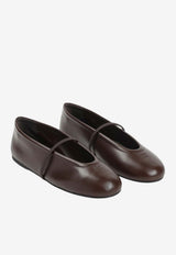 Embossed Logo Leather Ballet Flats