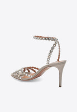 Aquazzura Tequila 85 Crystal Embellished Sandals Gray TQLMIDS0SUE/T_AQUA-STN