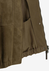 Brunello Cucinelli Suede Leather Jacket Green MPCAI7594C9801_2dc51775-75e5-4651-8928-728e794bc090