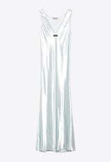 Miu Miu Shiny Sleeveless Midi Dress Silver MF6422OOO6316/T_MIU-F064W