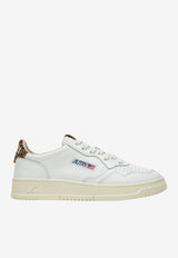 Autry Medalist Leather Sneakers with Leopard Print Heel White AULWHJ02/T_AUTRY-HJ02