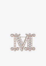 Max Mara Monogram Crystal-Embellished Brooch Silver BATH2ME/T_MAXM-001