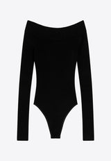 Alaïa Off-Shoulder Knit Bodysuit Black AA9B0342K017AVI/T_ALAIA-995