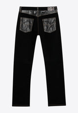 Versace Leather-Trimmed Straight Jeans Black 10259021A18406/T_VERSA-2DC90