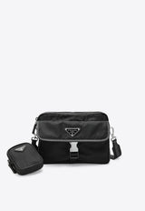 Prada Re-Nylon and Saffiano Leather Crossbody Bag Black 2VH133XMP2DMH/T_PRADA-F0002