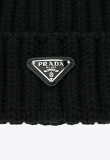 Prada Triangle Logo Wool Beanie Black 2HC3902DZL/S_PRADA-F0002