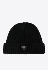 Prada Triangle Logo Wool Beanie Black 2HC3902DZL/S_PRADA-F0002