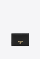 Prada Triangle Logo Saffiano Leather Wallet Black 1MV021QHH/T_PRADA-F0632