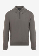 Half-Zip Wool Polo Sweater