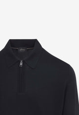 Half-Zip Wool Polo Sweater