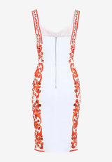 Majolica Print Charmeuse Midi Dress