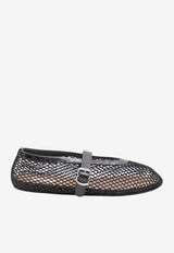 Alaïa Mesh and Leather Ballet Flats Black AA3A029TK007--999