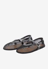 Alaïa Mesh and Leather Ballet Flats Black AA3A029TK007--999