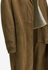 Golden Goose DB Peggy Suede Belted Trench Coat Brown GWP02565P00230315155_73031915-d85a-44c9-a7f9-1e10b55cca64