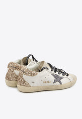 Golden Goose DB Super Star Leather Sneakers with Glittered Star and Heel White GWF00102-F005358-82532