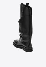 The Attico Robin Passeggiata Combat Boots in Calf Leather Black 260WSH00902LBT019AA/T_ATTIC-100