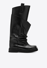 The Attico Robin Passeggiata Combat Boots in Calf Leather Black 260WSH00902LBT019AA/T_ATTIC-100