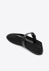 Miu Miu Buckle-Strap Mesh Ballet Flats Black 5F373E005099/T_MIU-F0002