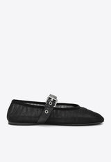 Miu Miu Buckle-Strap Mesh Ballet Flats Black 5F373E005099/T_MIU-F0002