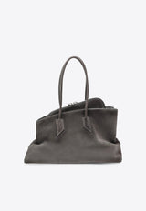 The Attico Medium La Passeggiata Brushed Suede Shoulder Bag Gray 251WAH00054LBT108AA/T_ATTIC-233
