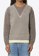 Maison Margiela Wool Crewneck Sweater Brown S50HL0086-M13304-812F
