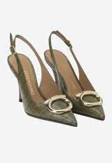 Ferragamo Sara 65 Slingback Pumps in Croc-Embossed Leather Green 0794993_2d85ceab-1bdc-4b0f-98d8-78a1a7ca309d