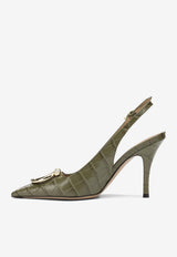 Ferragamo Sara 65 Slingback Pumps in Croc-Embossed Leather Green 0794993_2d85ceab-1bdc-4b0f-98d8-78a1a7ca309d