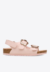 Birkenstock Kids Girls Milano Flower-Buckle Suede Sandals Pink 1031667SUE/S_BIRKE-RT