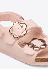 Birkenstock Kids Girls Milano Flower-Buckle Suede Sandals Pink 1031667SUE/S_BIRKE-RT