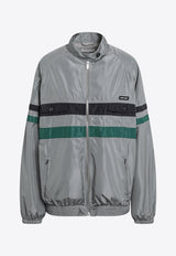 Miu Miu Technical Silk Zip-Up Jacket Gray ML1522OOO163N/T_MIU-F0112