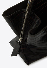 The Attico Medium La Passeggiata Shoulder Bag in Croc-Embossed Leather Brown 250WAH00054-LTB021PR-207