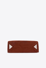 The Attico Medium La Passeggiata Brushed Suede Shoulder Bag Brown 250WAH00054LBT007AA/T_ATTIC-850